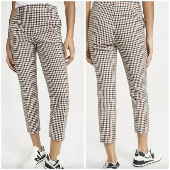Theory Treeca Rye Portland Plaid Checkered Flat Front Ankle Trouser Pants Sz 6 - Picture 1 of 8